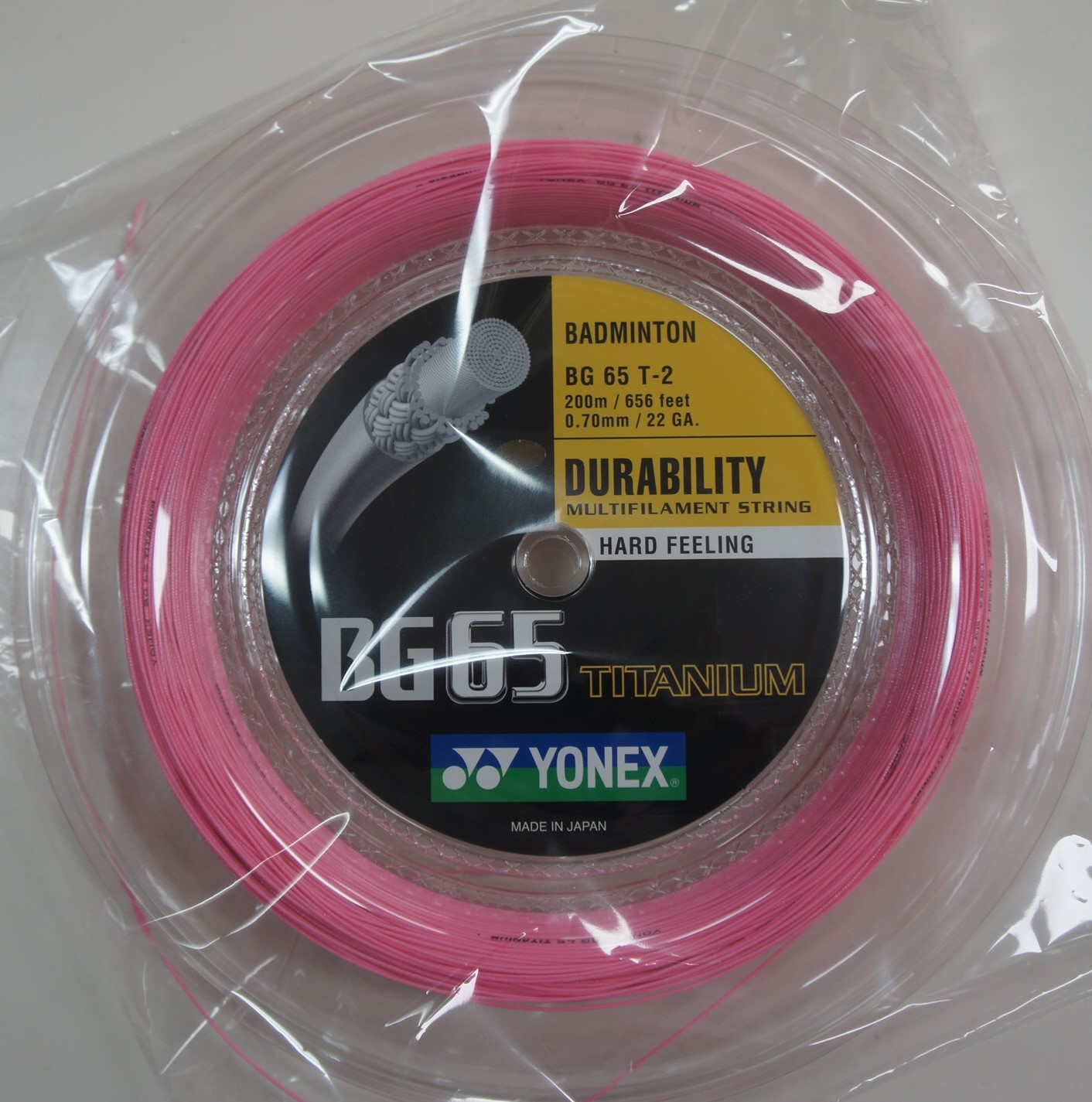 YONEX BG65Ti Badminton Coil String, (200m) - Pink